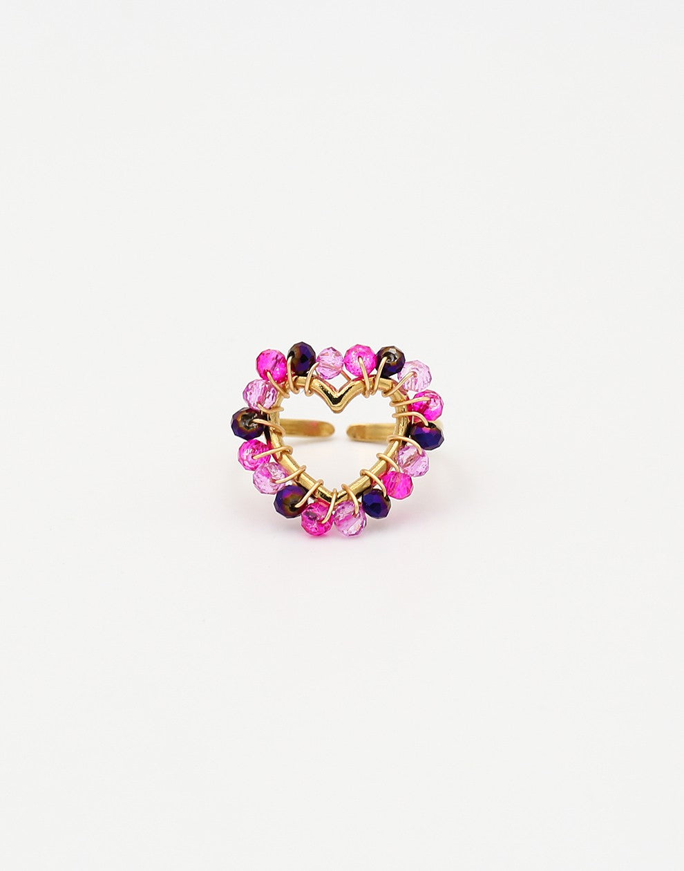 Ring heart beads fuchsia