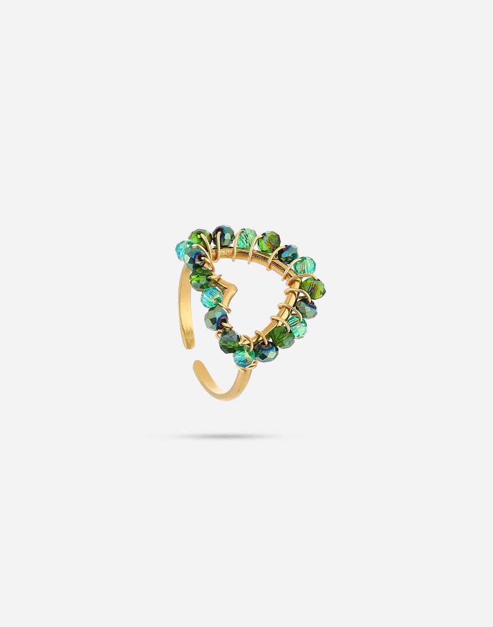 ring hart kralen groen