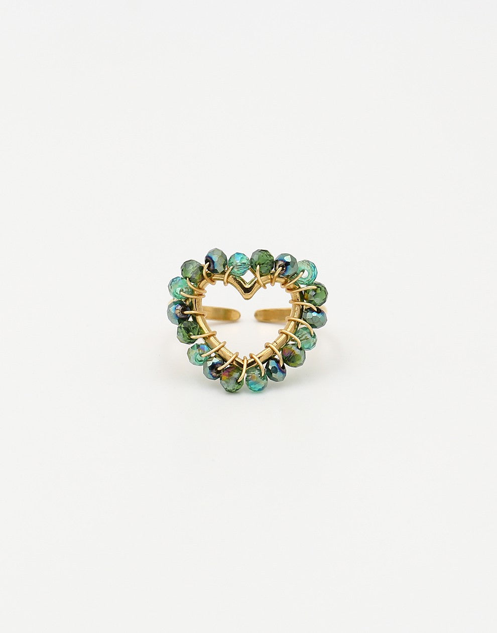 ring hart kralen groen