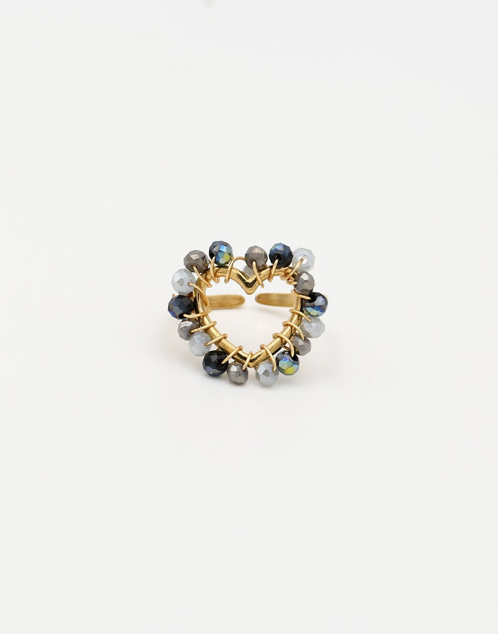 ring hart kralen zwart