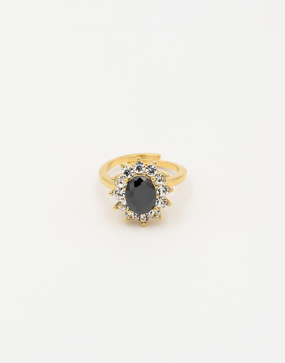 vintage statement ring zwarte steen