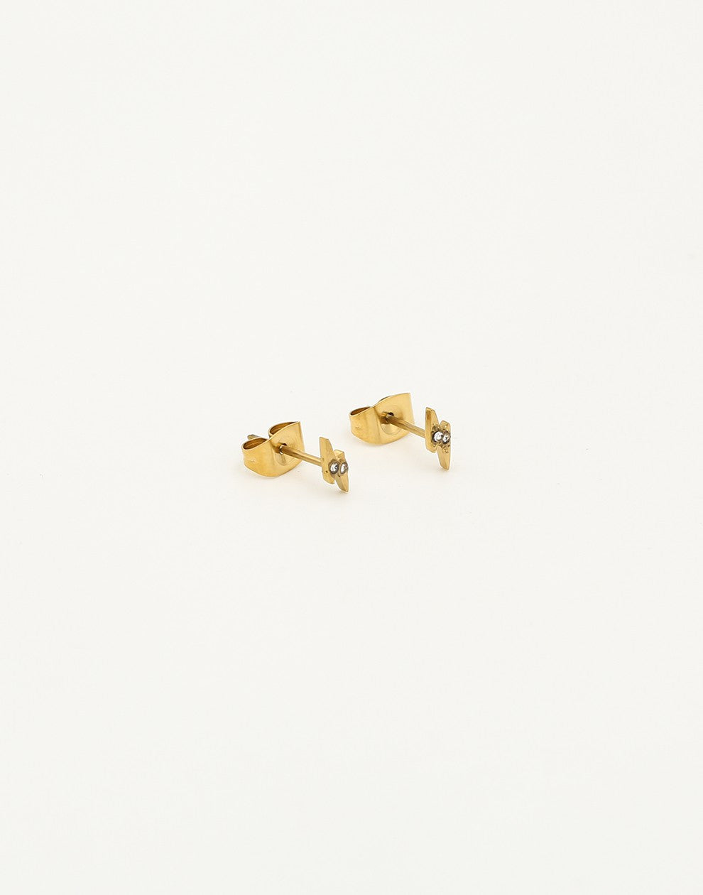 Studs bliksem strass goudkleurig