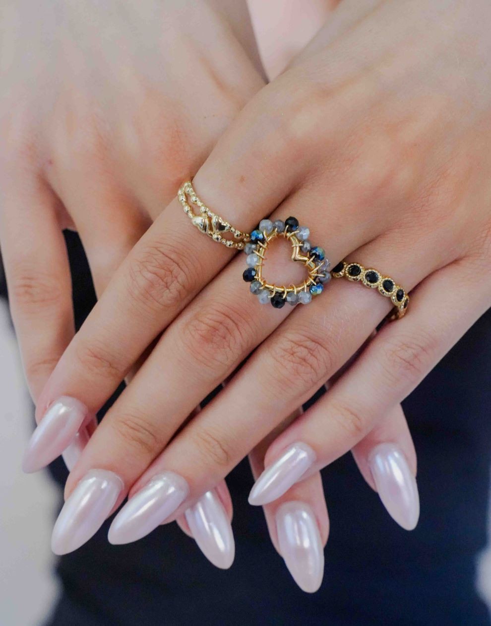 vintage ring steentjes zwart