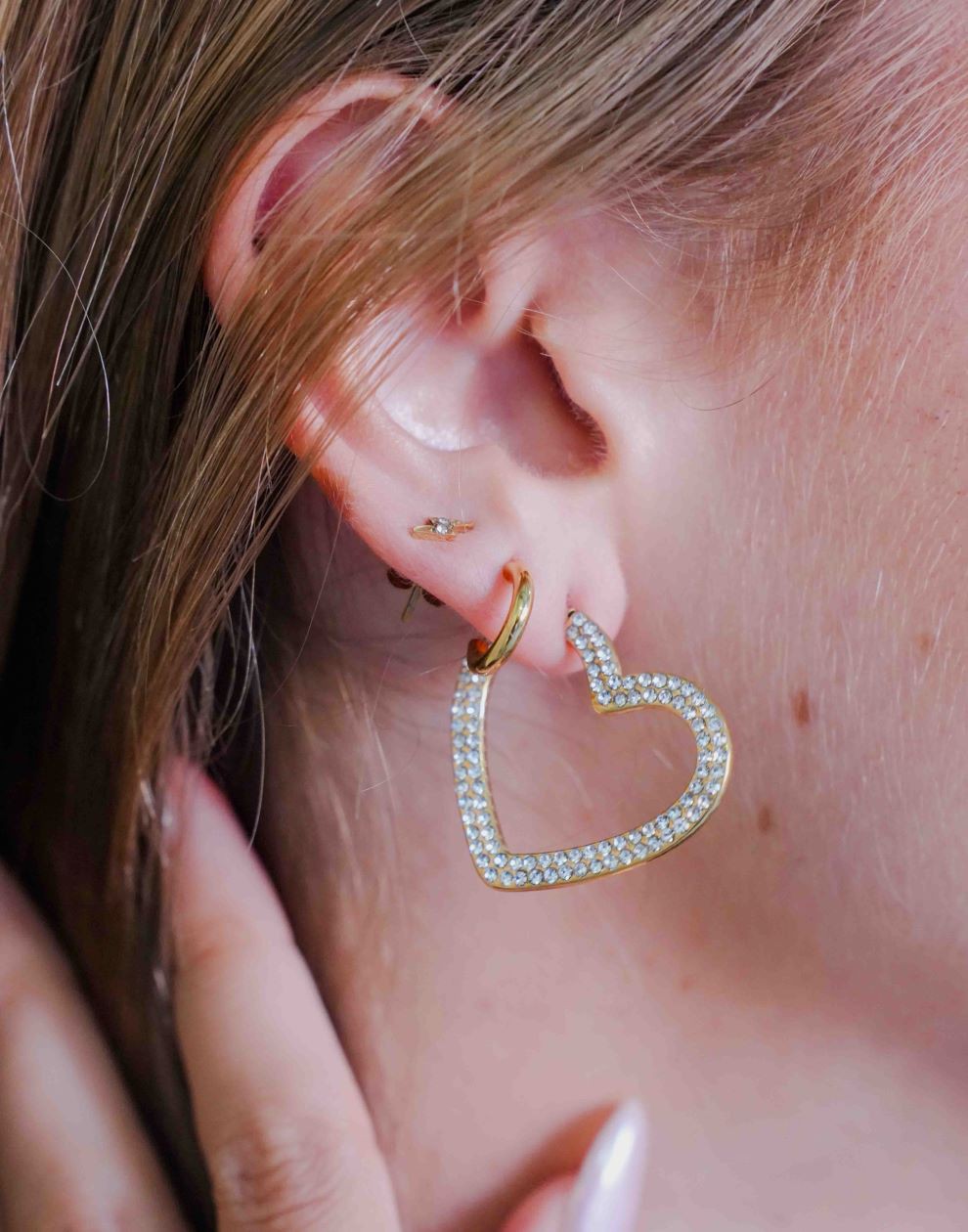 oorbellen hart vorm strass