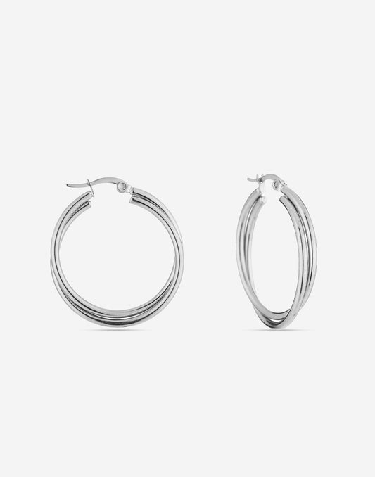 fijne hoops gevlochten zilverkleurig