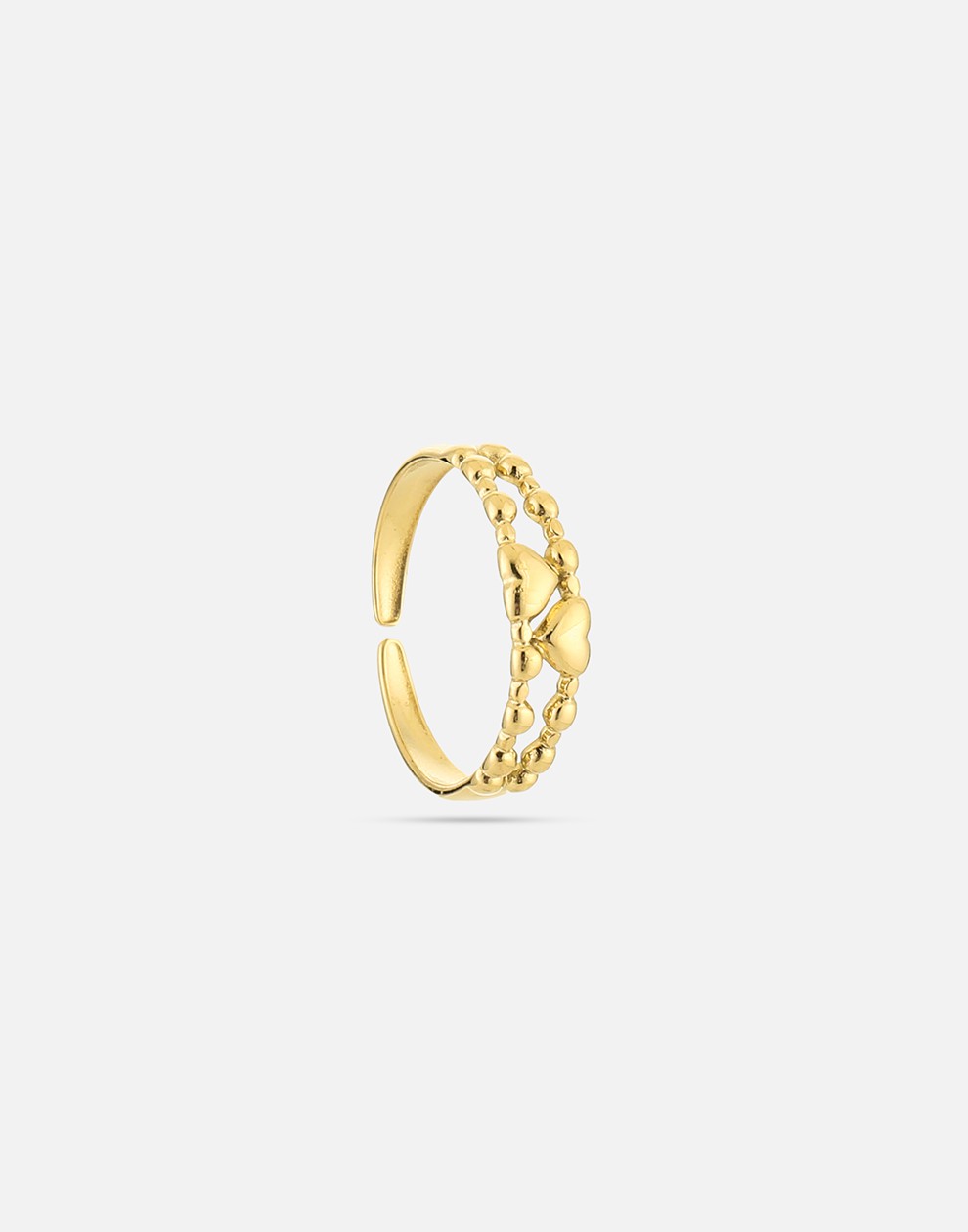 ring with two layers of gold-colored hearts