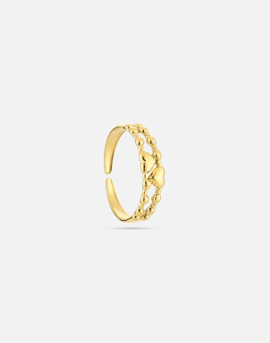 ring with two layers of gold-colored hearts