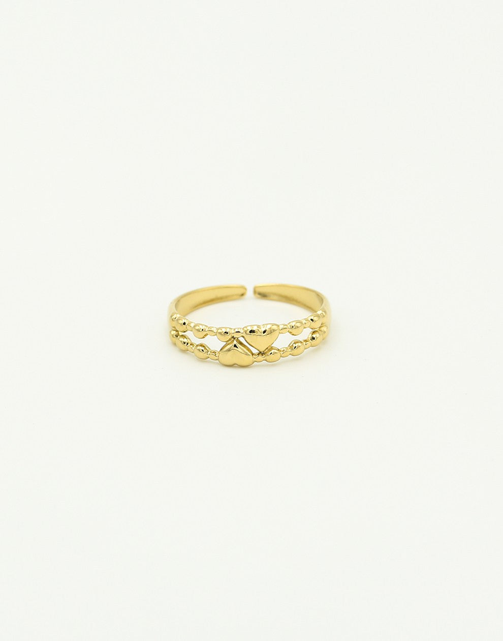 ring with two layers of gold-colored hearts