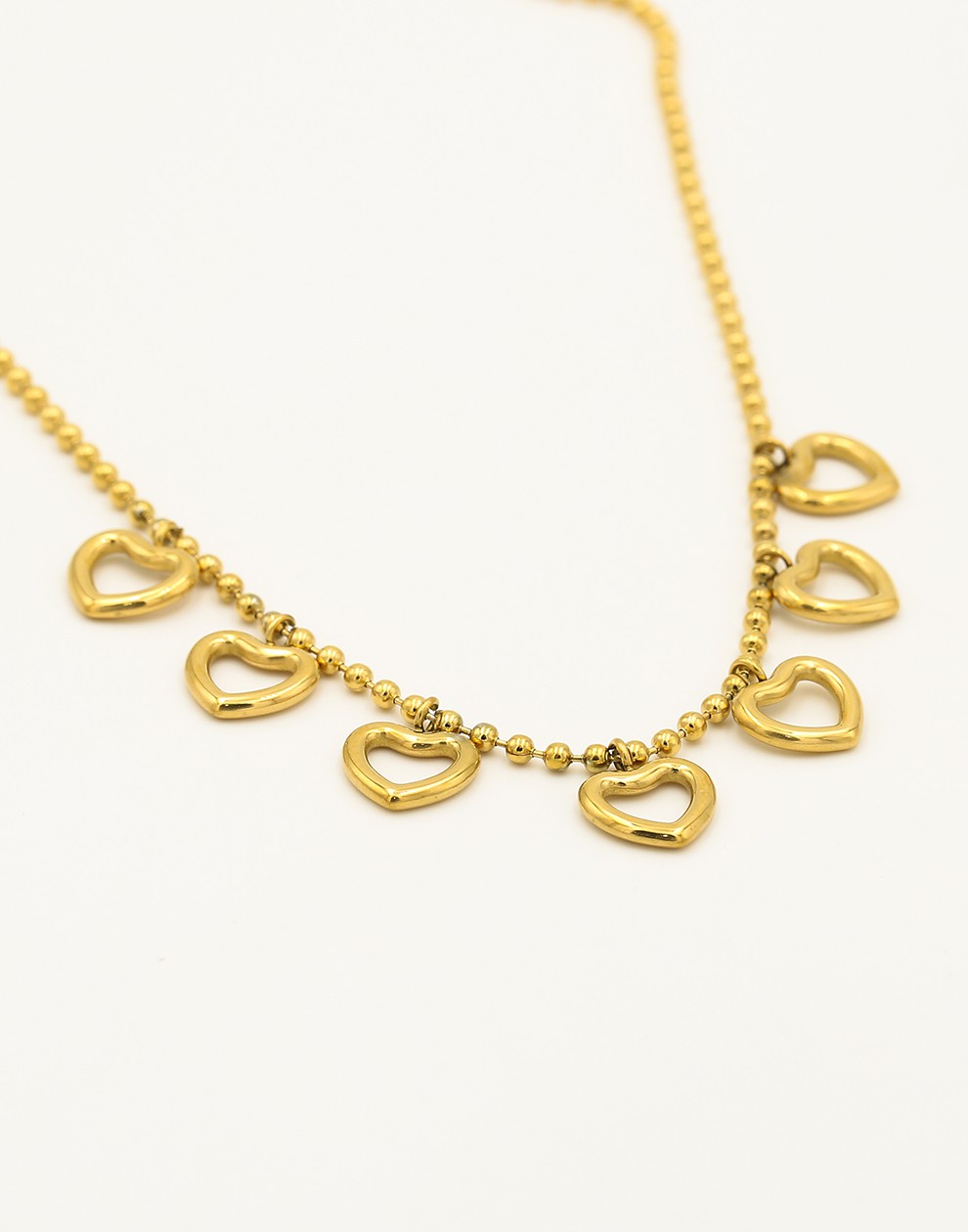 bedelketting open hartjes goudkleurig