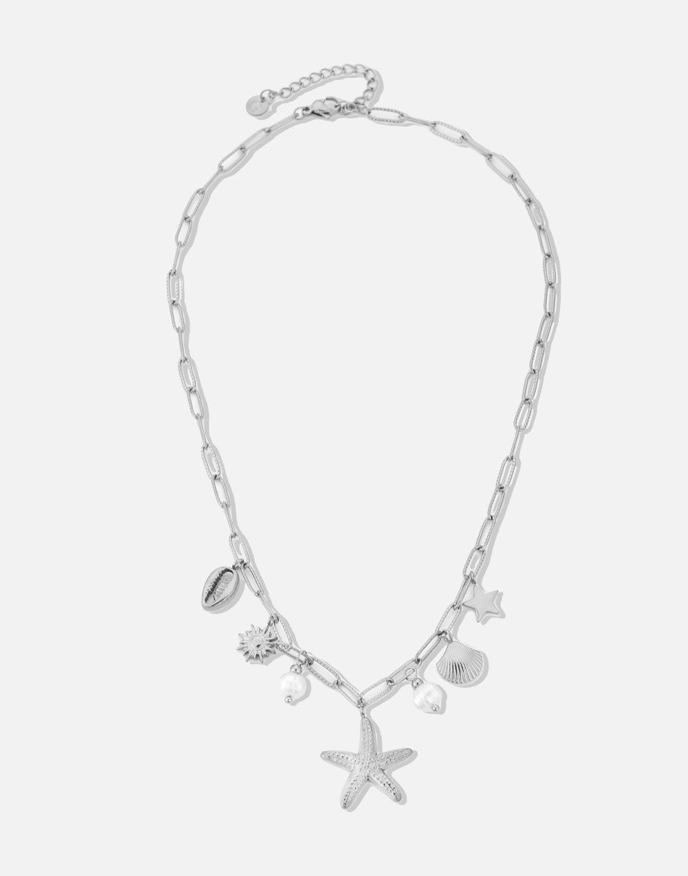 Bedelketting zeester zilverkleurig