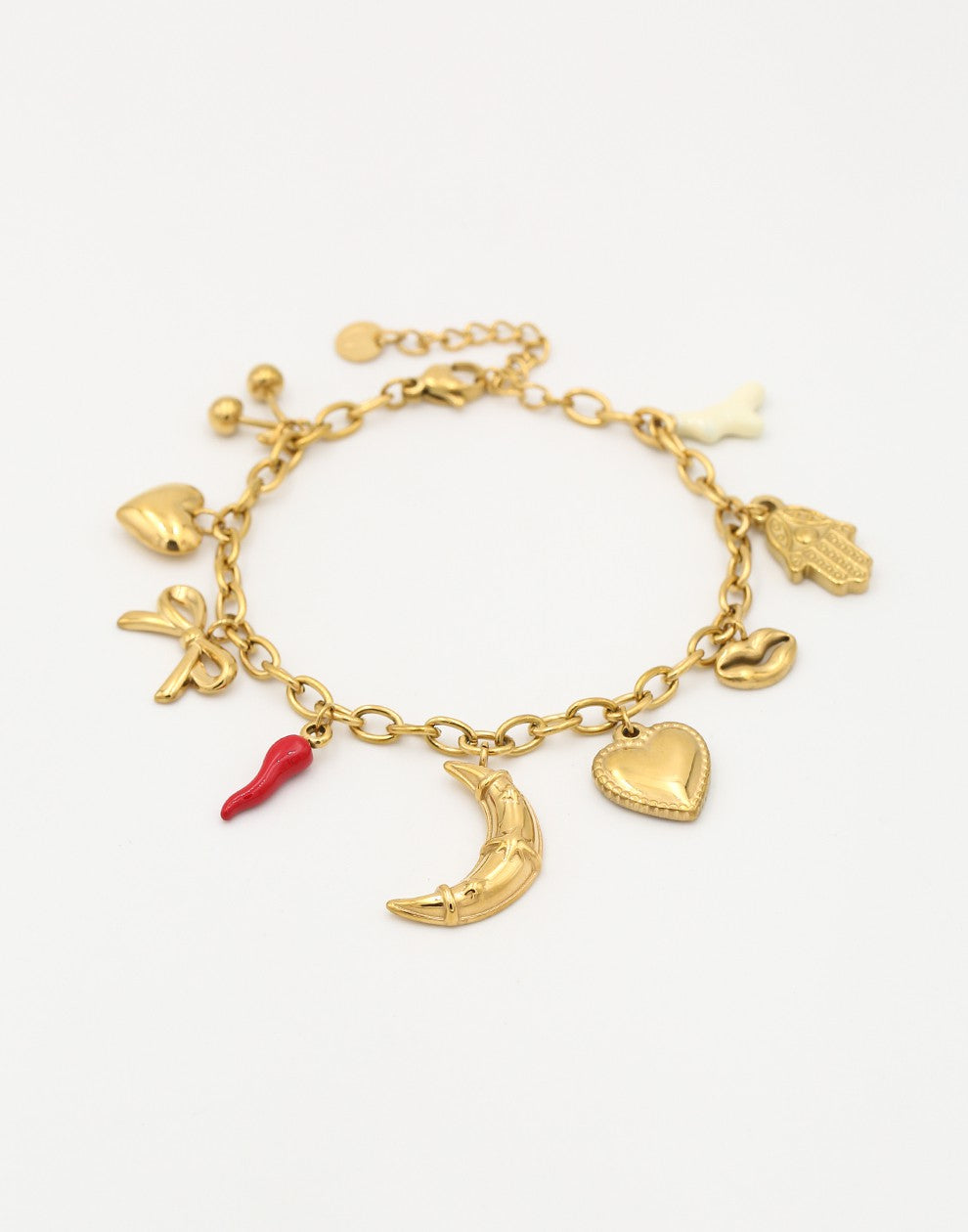 Schakelarmband multibedels goudkleurig