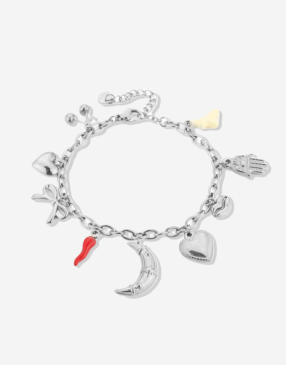 Schakelarmband multibedels zilverkleurig