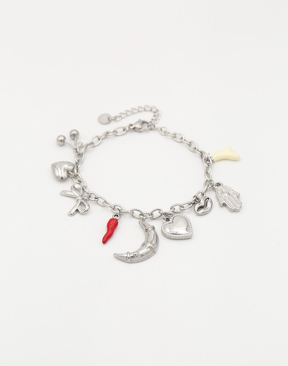 Schakelarmband multibedels zilverkleurig