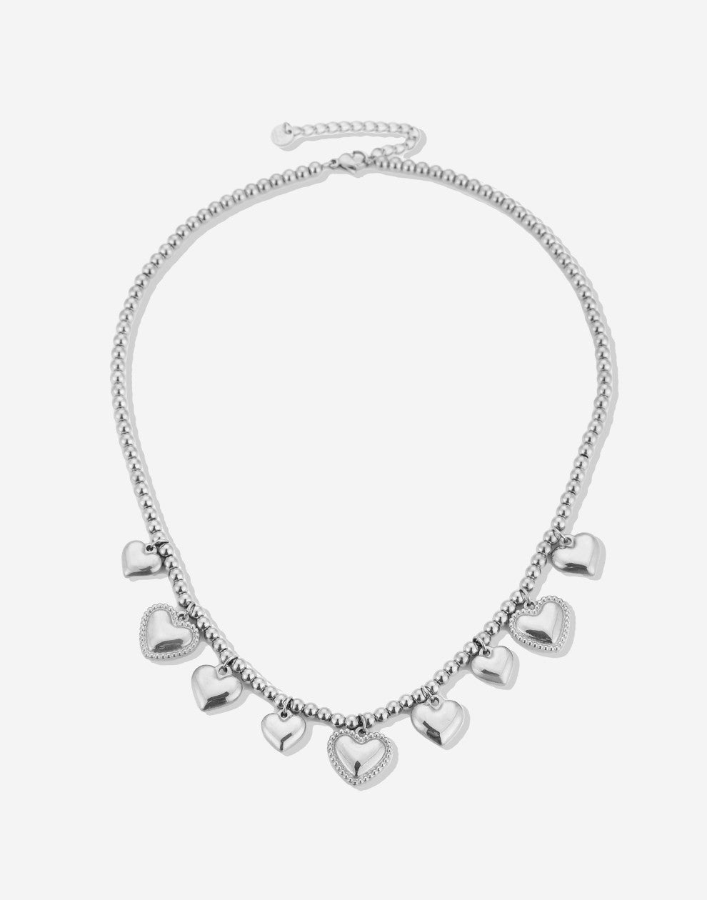 Bali heart beads necklace silver-colored
