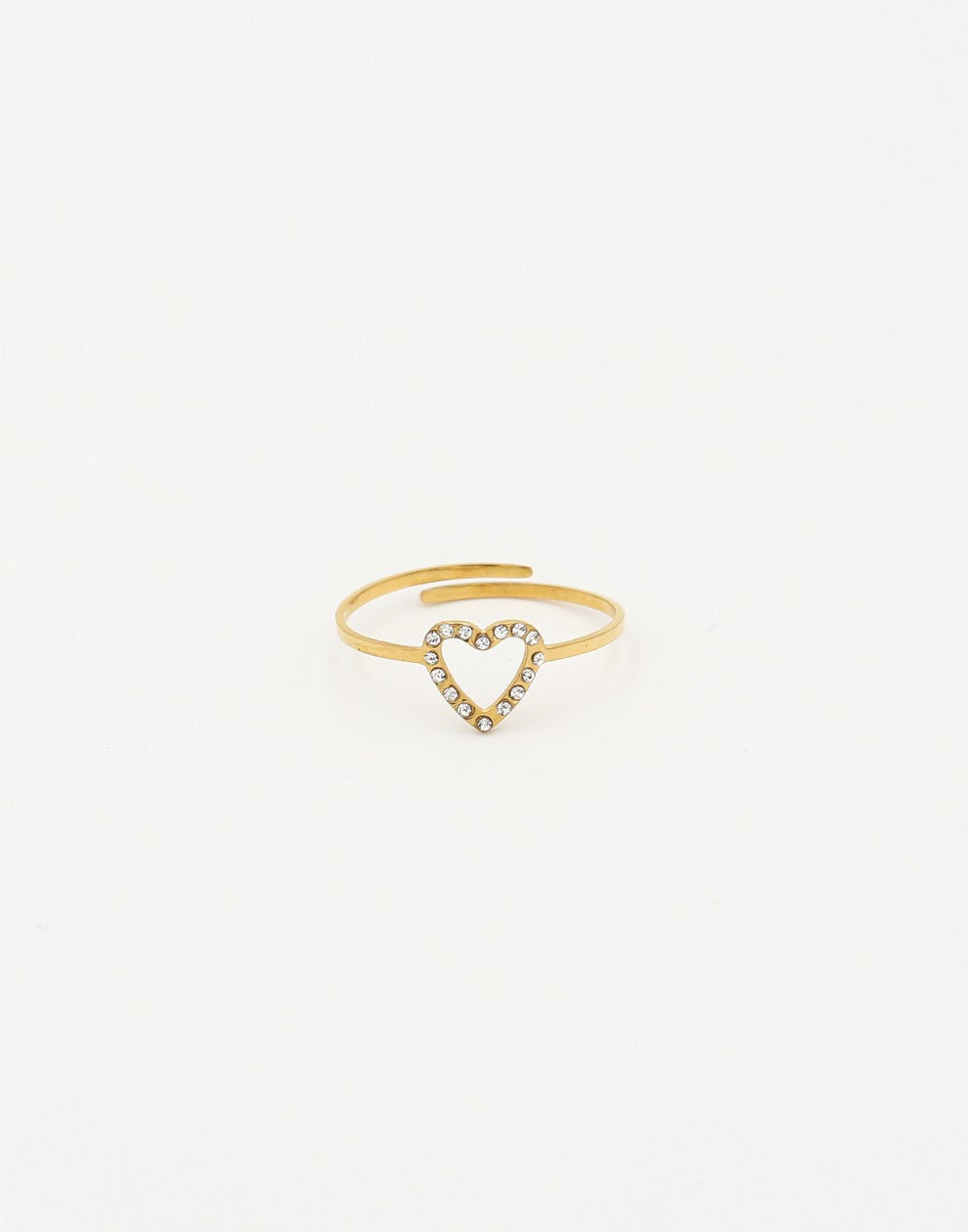 ring hartje strass goudkleurig