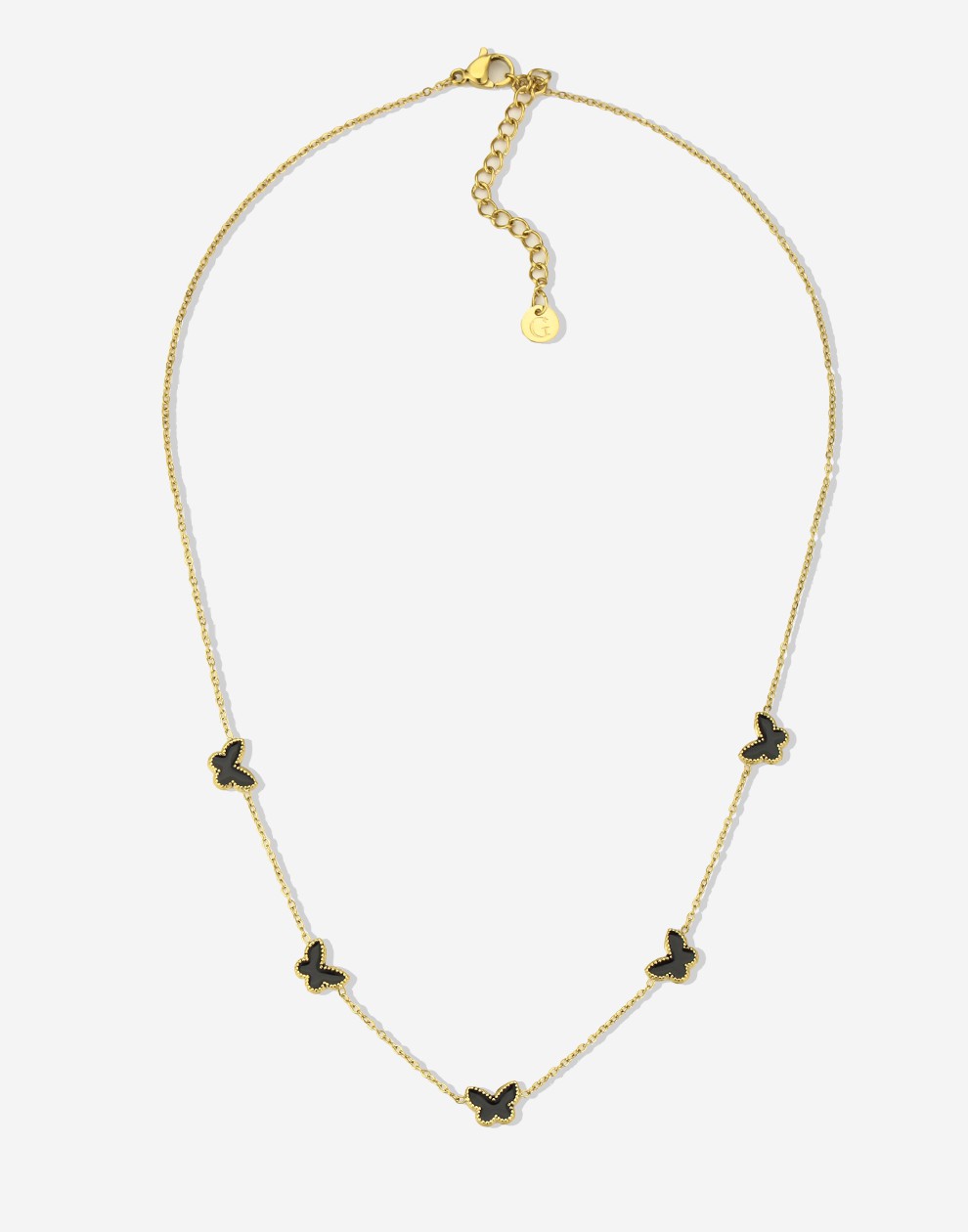 Necklace butterflies black gold colored