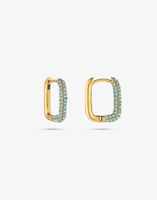 oval earrings with aqua gold-colored stones