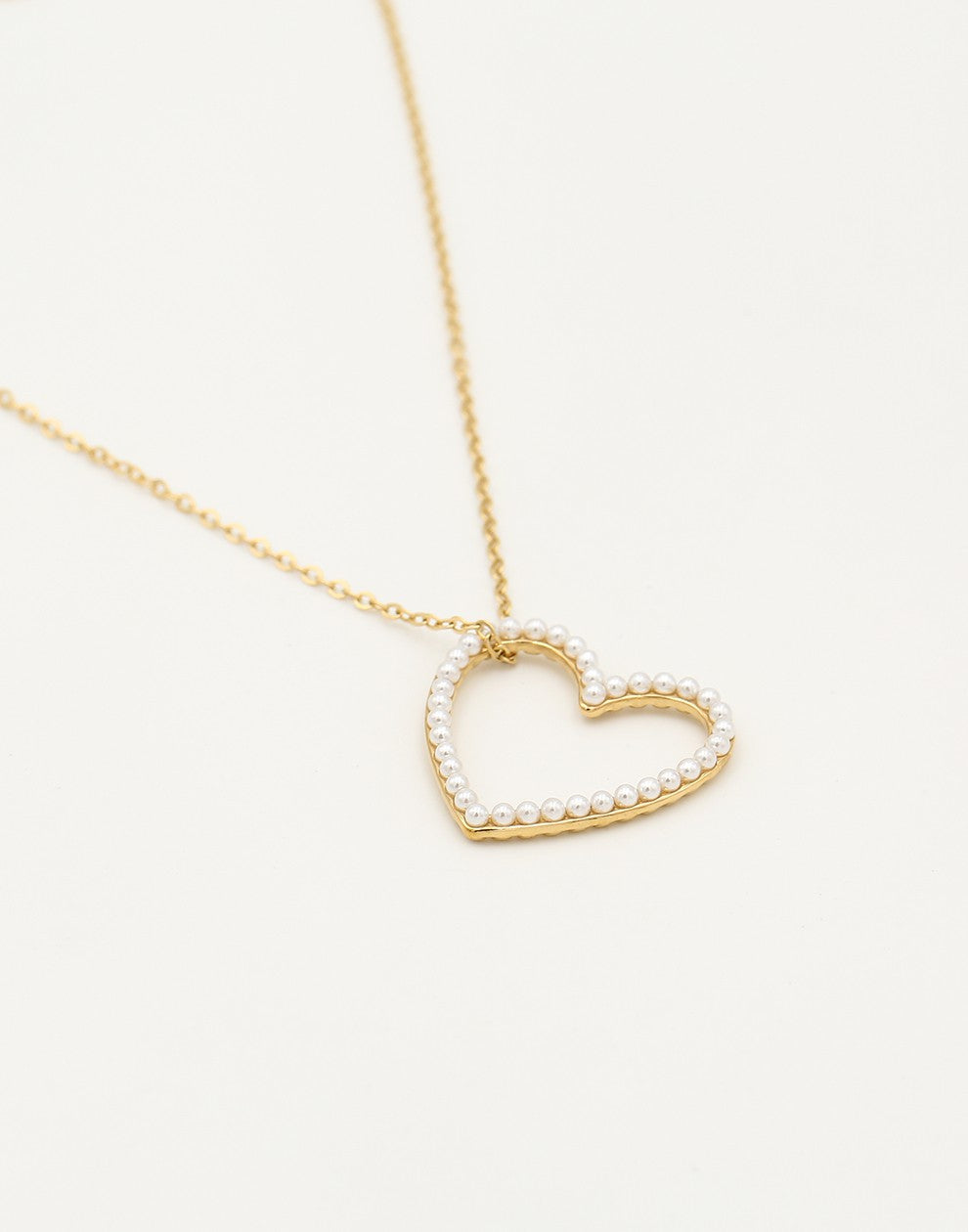 ketting hart met parels goudkleurig