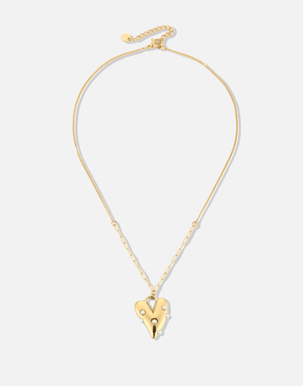 ketting vintage hart met parels goudkleurig