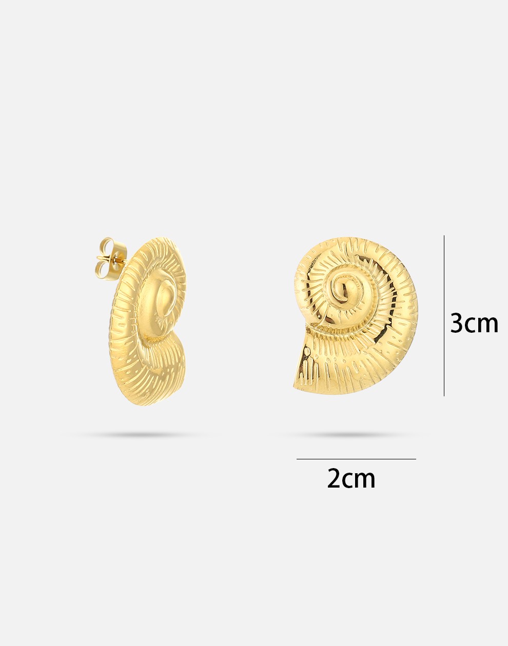chunky schelp oorbellen goudkleurig