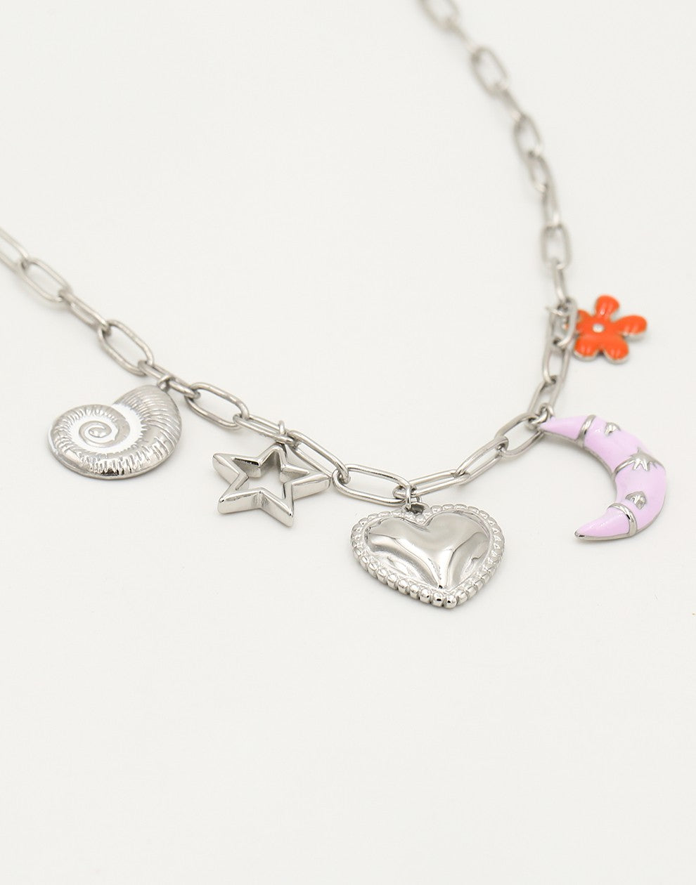 Bedel ketting maan love zilverkleurig
