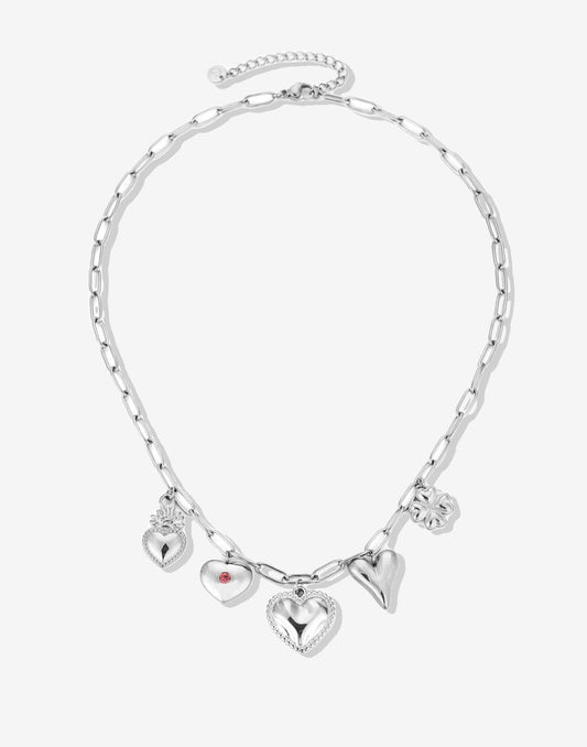 Bedel ketting hartjes love zilverkleurig