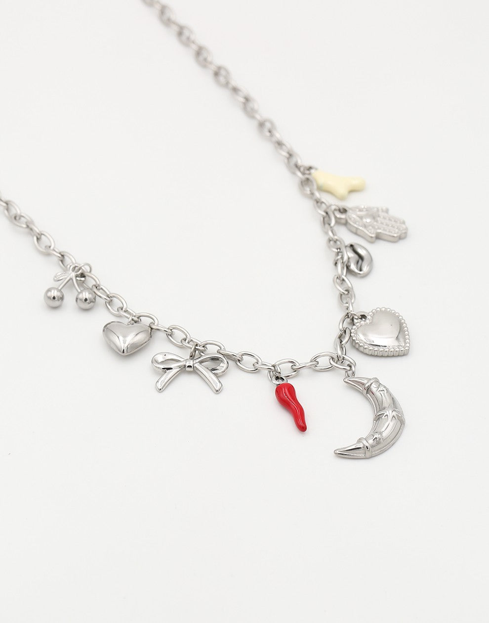 Schakelketting multi bedels zilverkleurig