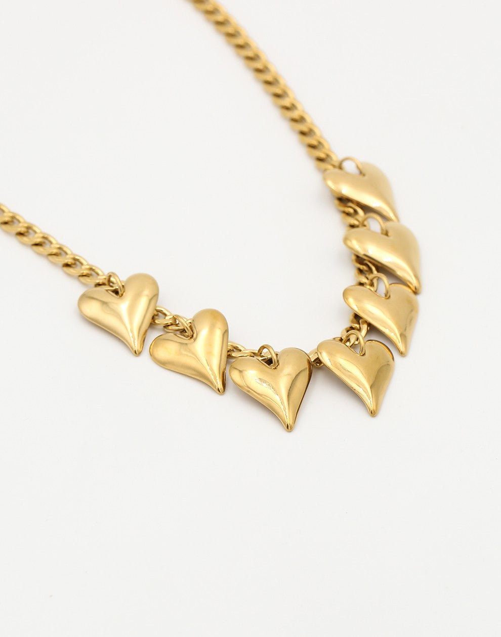 schakelketting 7 harten goudkleurig