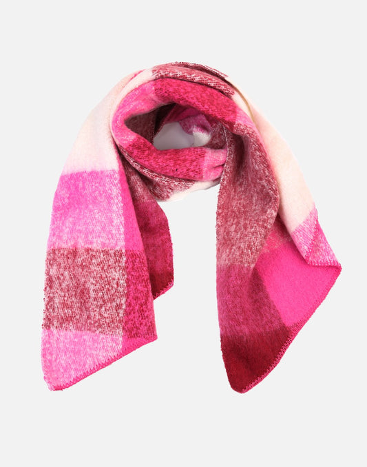 Wintersjaal geblokt fuchsia