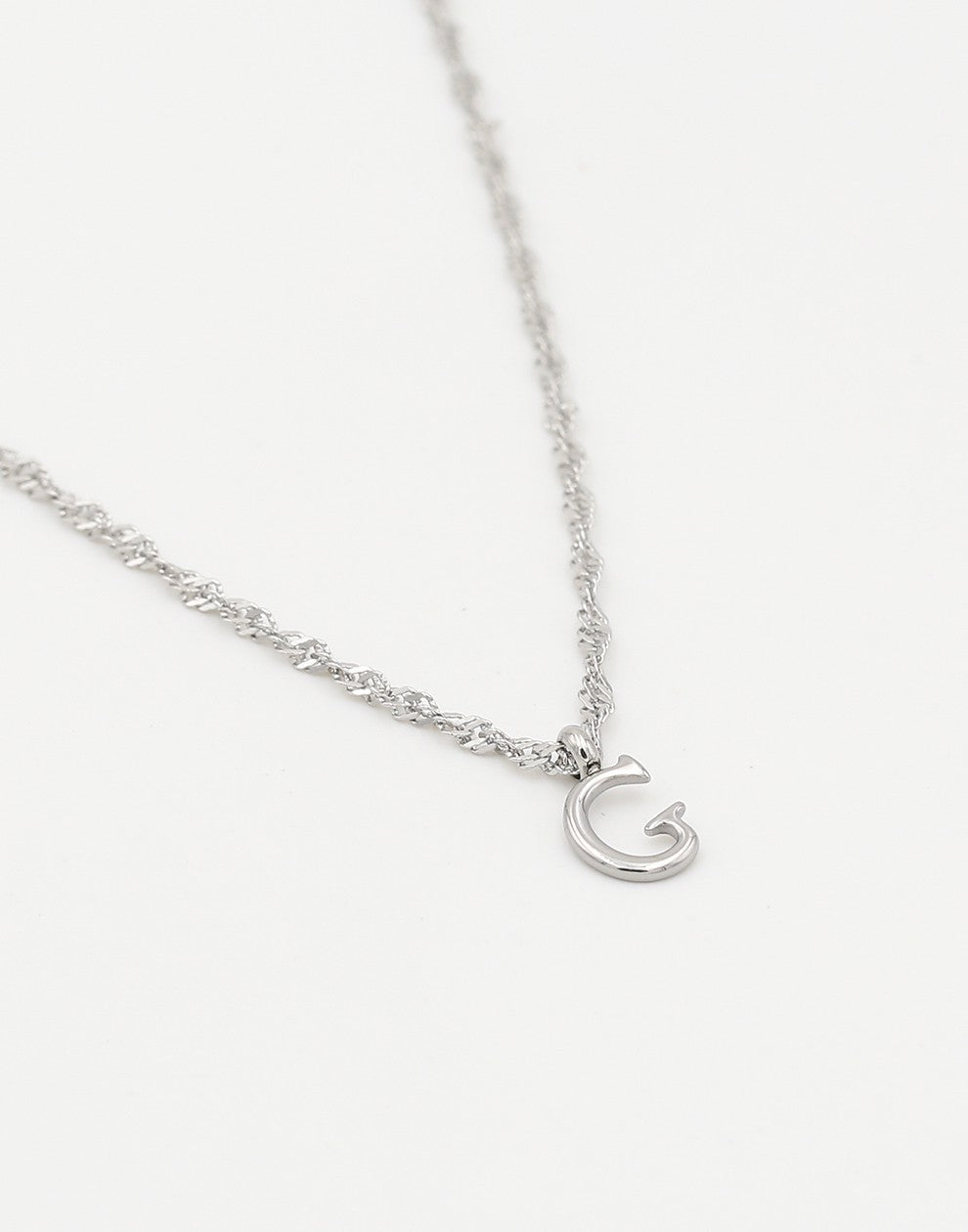 Initial ketting vintage G zilverkleurig
