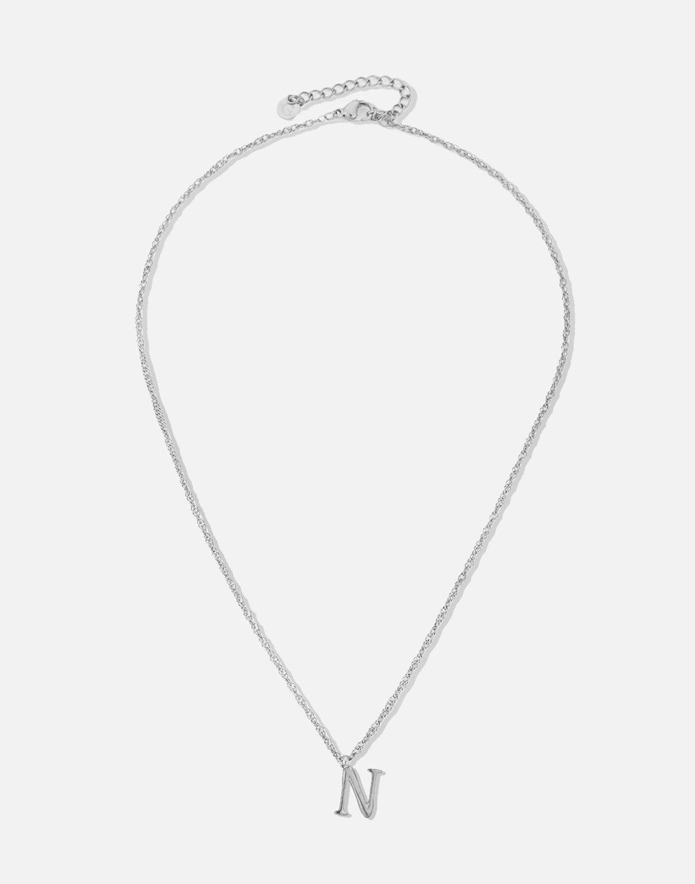 Initial ketting vintage N zilverkleurig