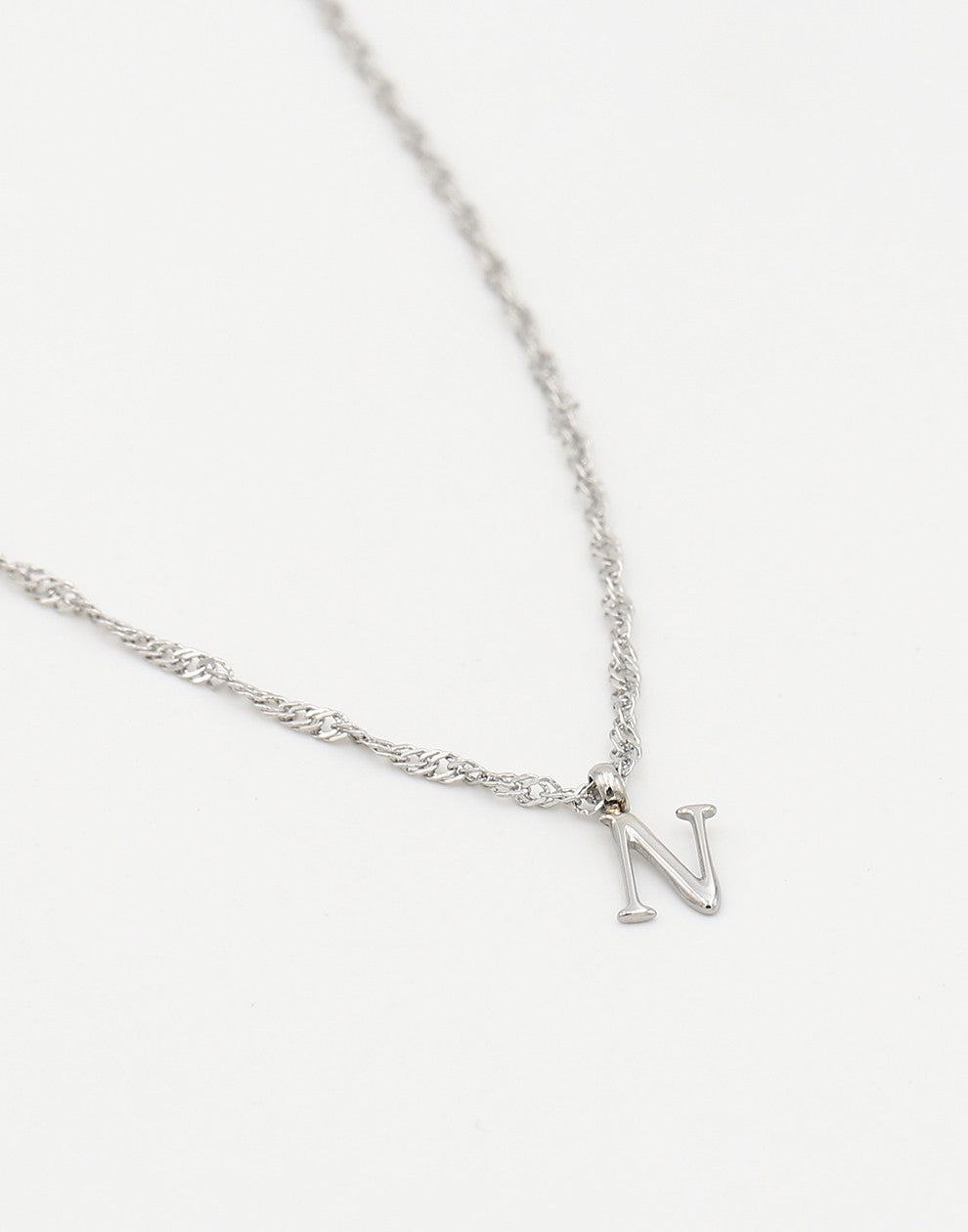 Initial ketting vintage N zilverkleurig