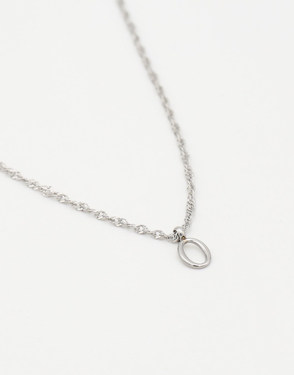 Initial ketting vintage O zilverkleurig
