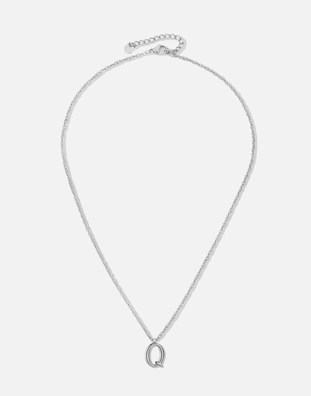 Initial ketting vintage Q zilverkleurig