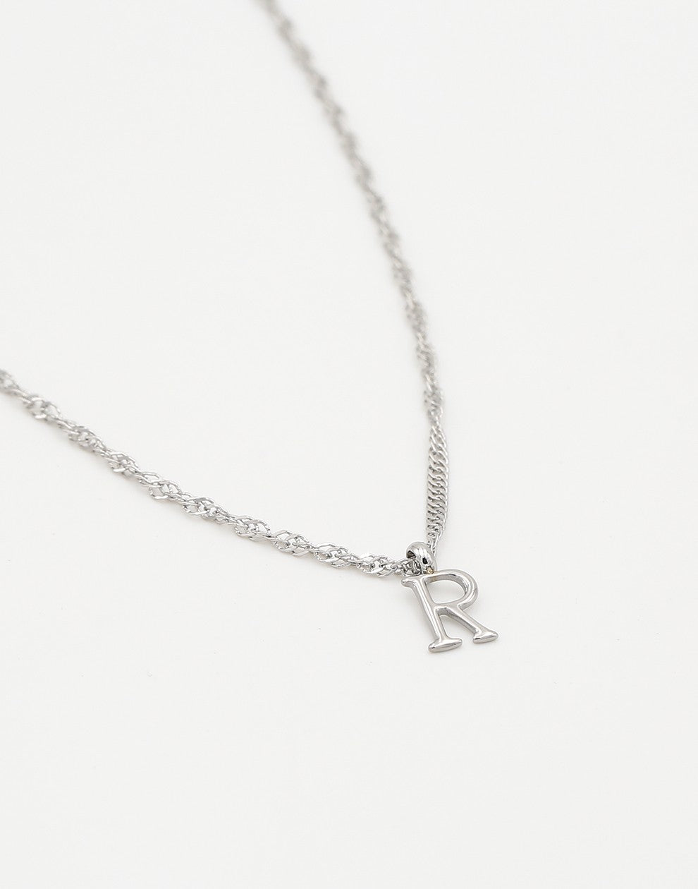 Initial ketting vintage R zilverkleurig