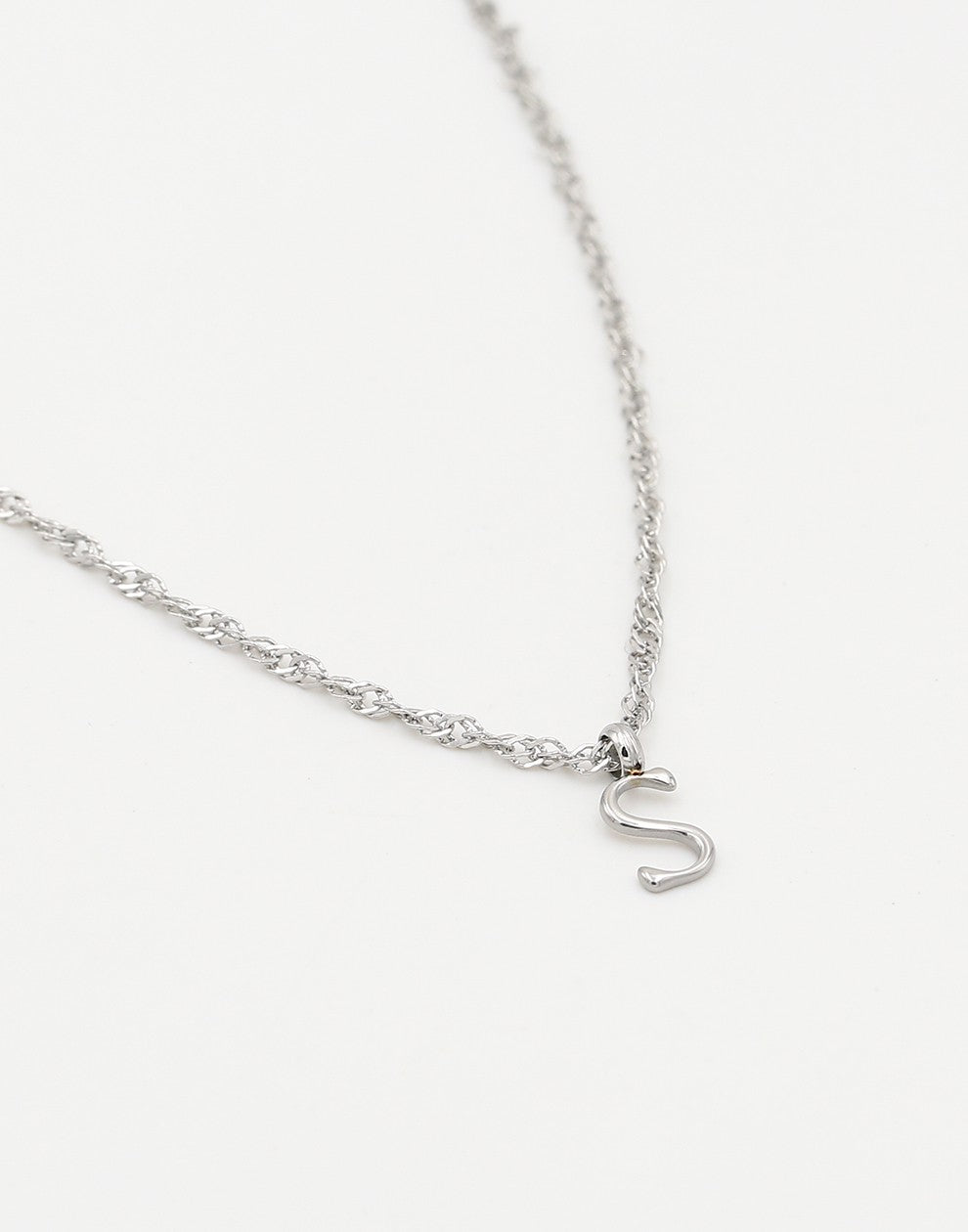 Initial ketting vintage S zilverkleurig