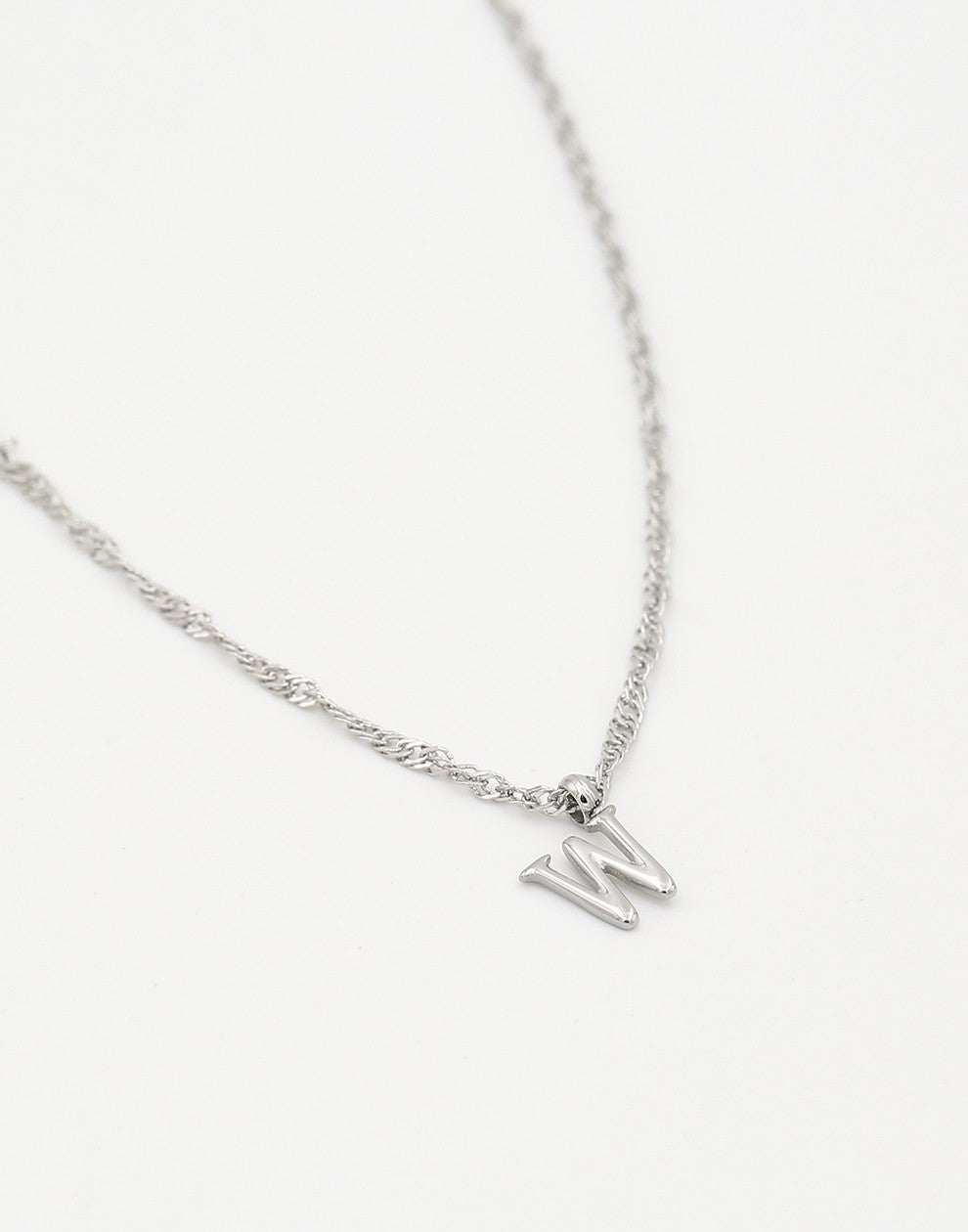 Initial ketting vintage W zilverkleurig