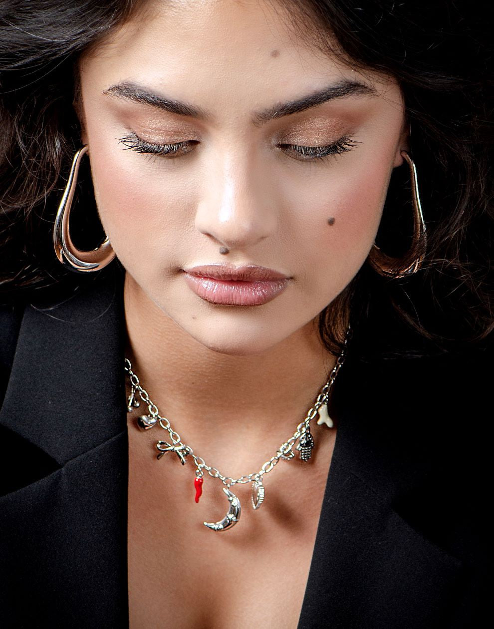 Schakelketting multi bedels zilverkleurig