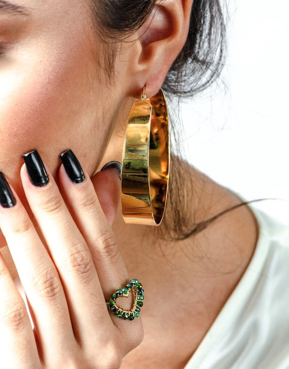 ring hart kralen groen