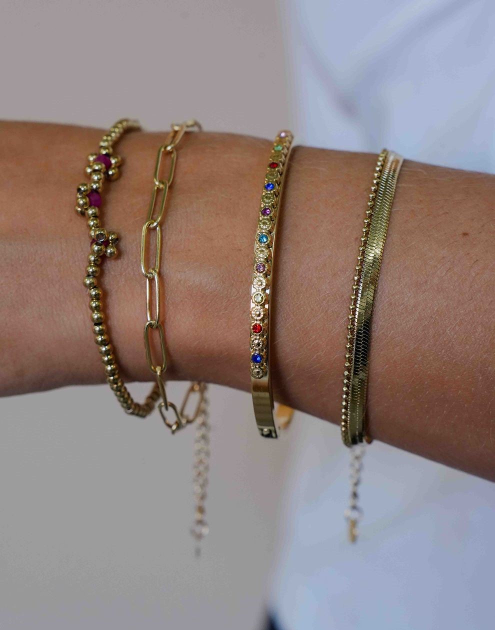 Paperclip armband plat goudkleurig