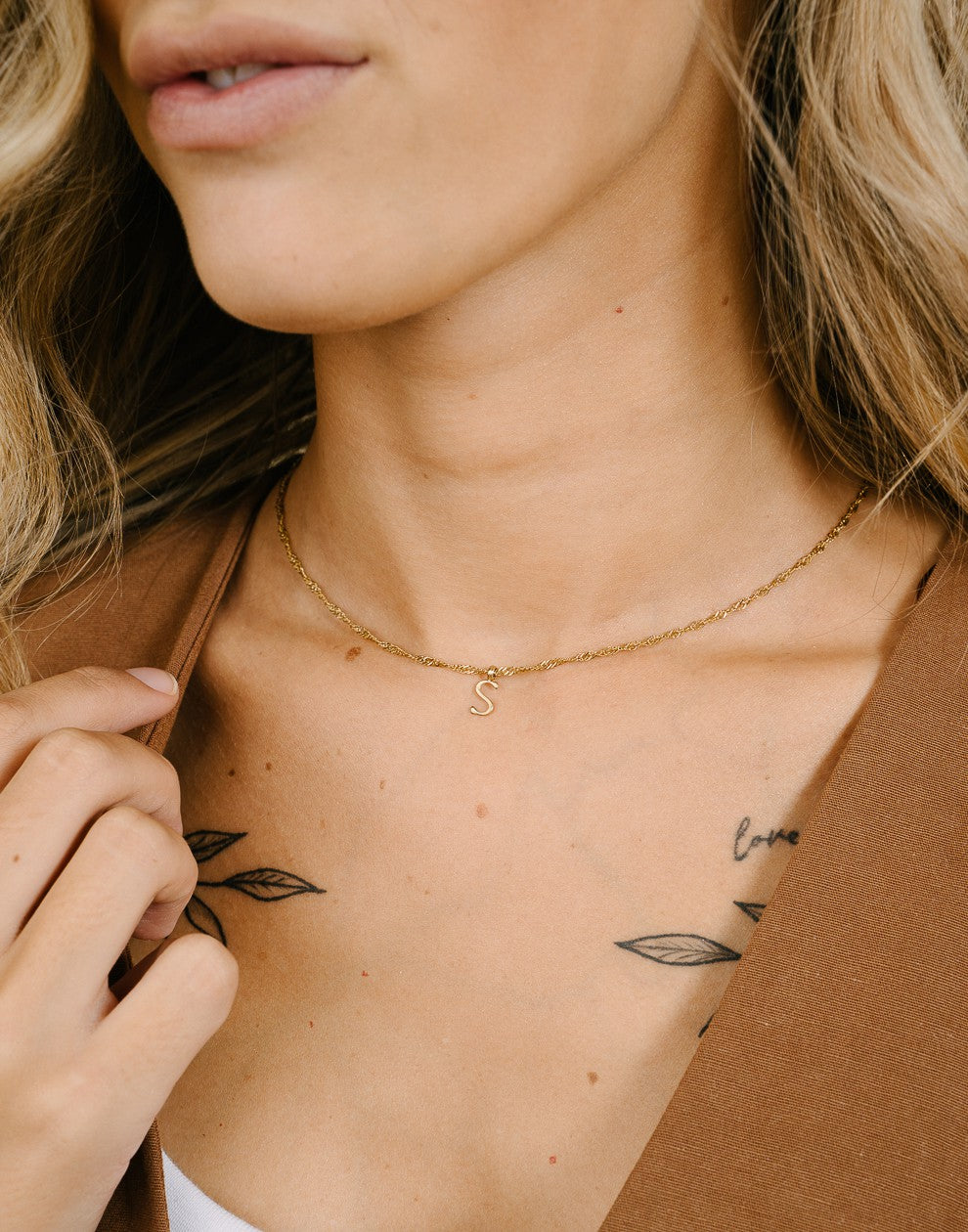 Initial ketting vintage S goudkleurig