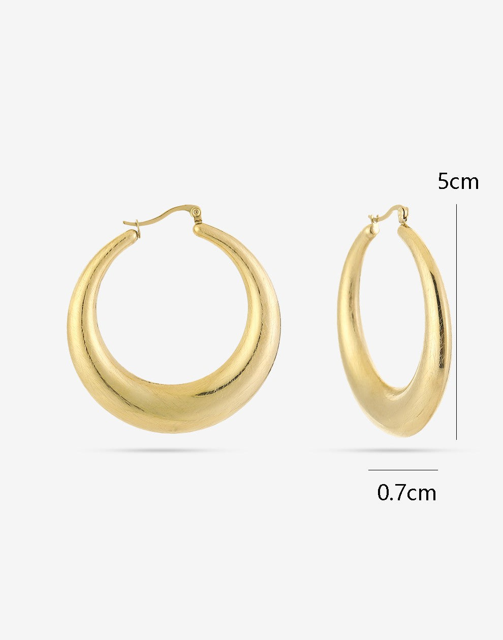 Oorringen statement hoop mat goudkleurig