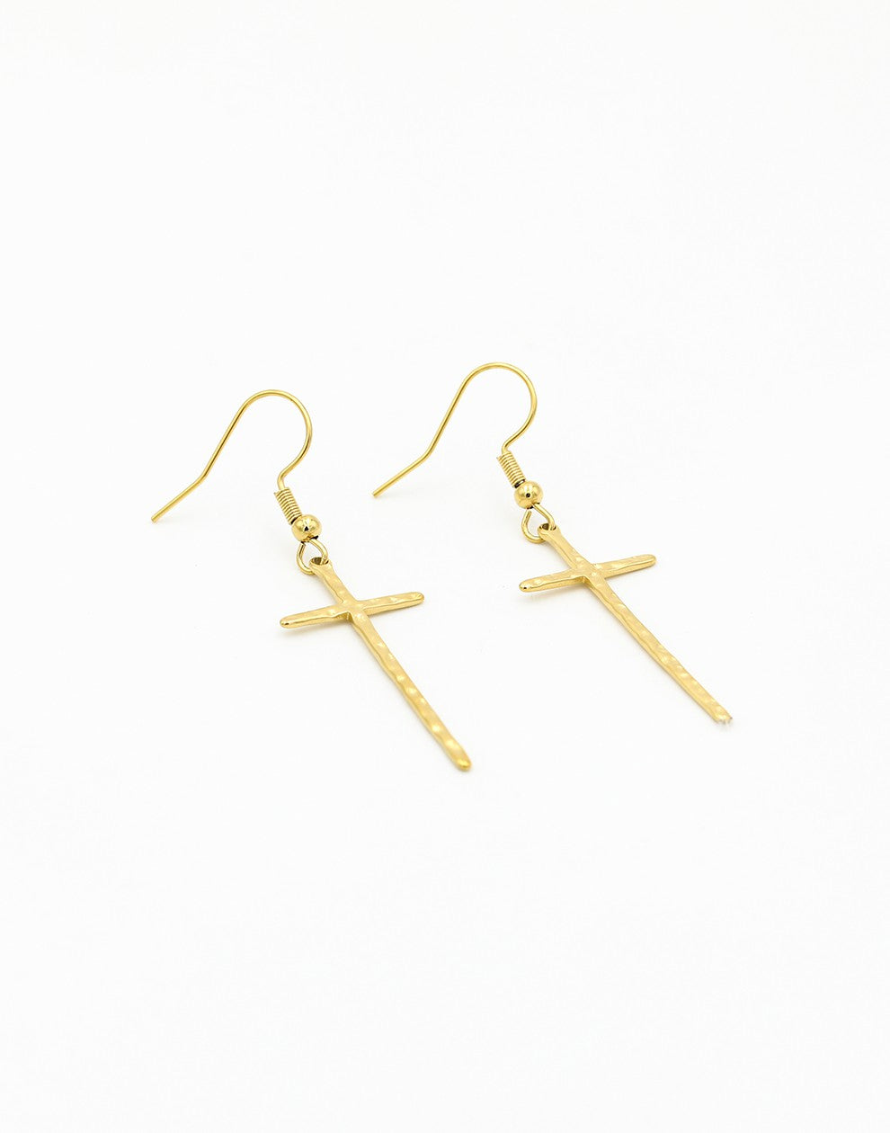 oorhangers groot kruis goudkleurig