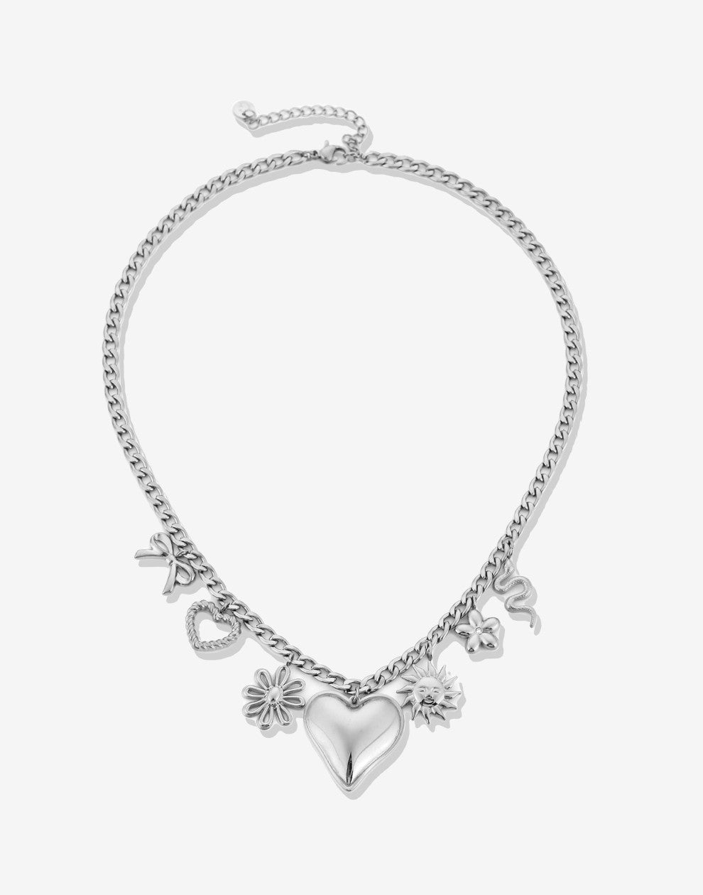 Bedelketting mix bedels zilverkleurig