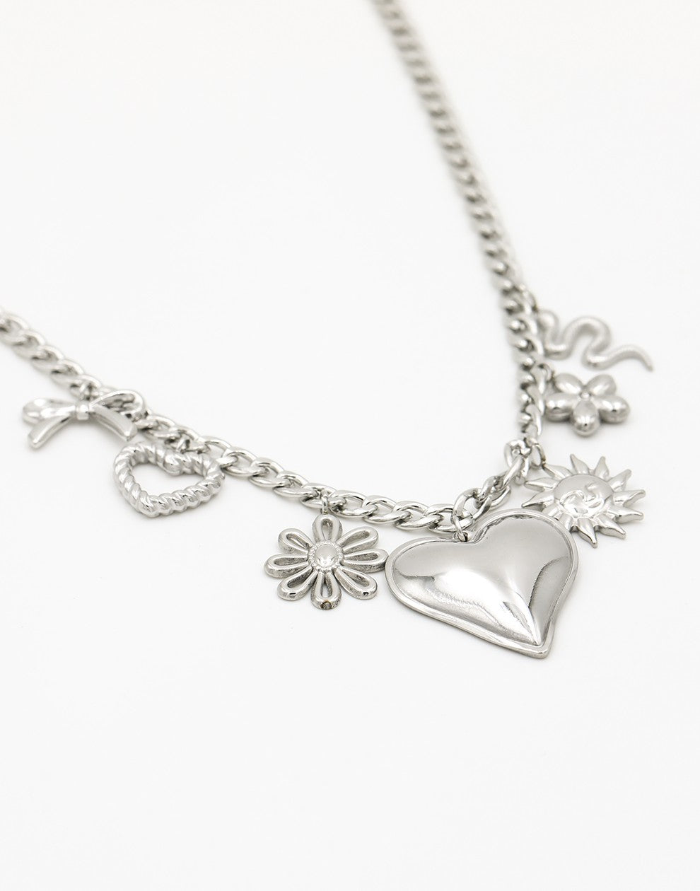 Bedelketting mix bedels zilverkleurig