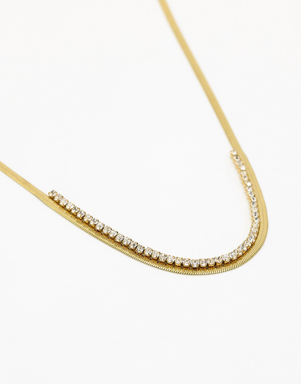 Snake ketting steentjes goudkleurig