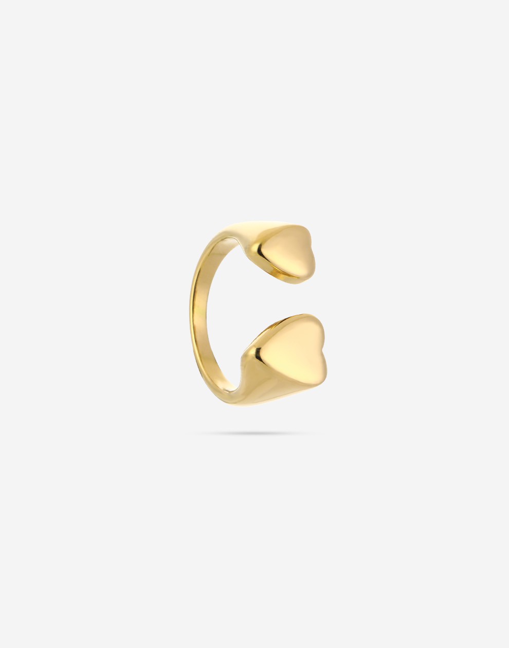 statement ring dubbele hart goudkleurig