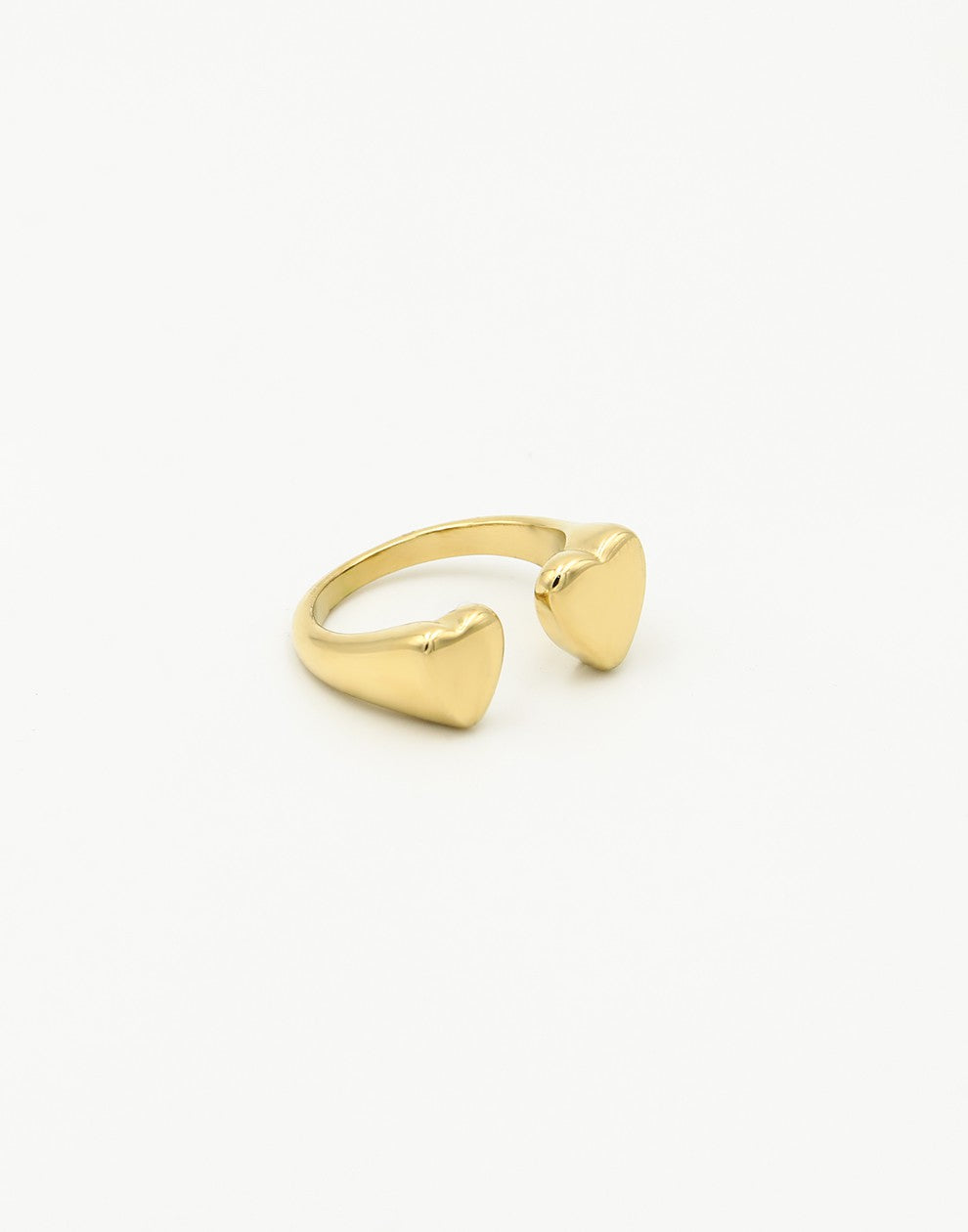 statement ring dubbele hart goudkleurig
