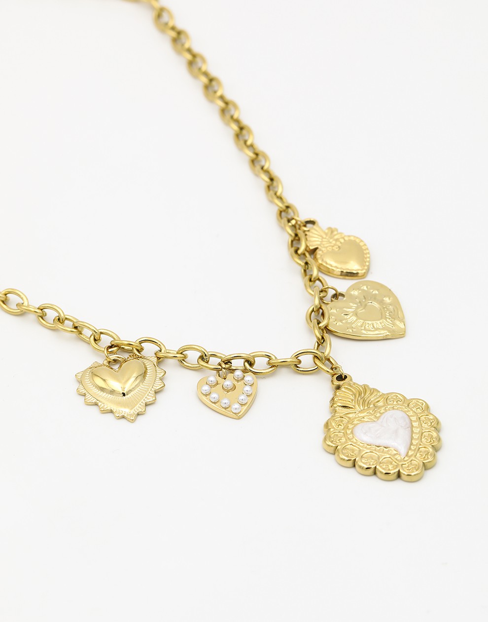 bedelketting vintage love charms goudkleurig