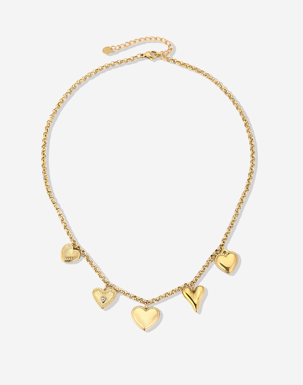 minimalistische bedelketting hartjes goudkleurig